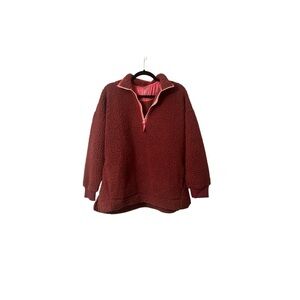 Maroon Aerie Pullover Dream Sherpa Fleece Jacket